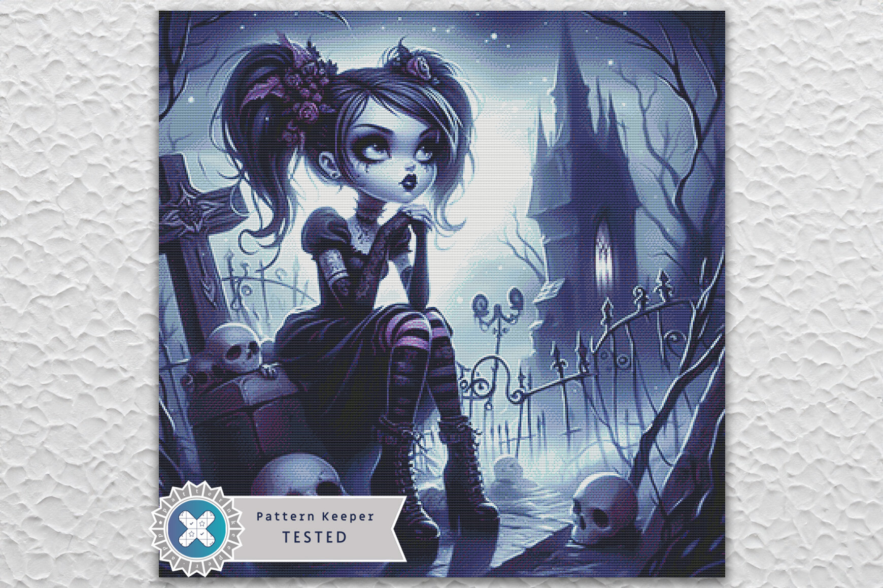 Goth Girl Cross Stitch Pattern PDF Chart