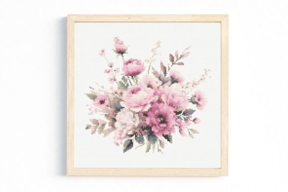 Pink Floral Bouquet Cross Stitch Pattern