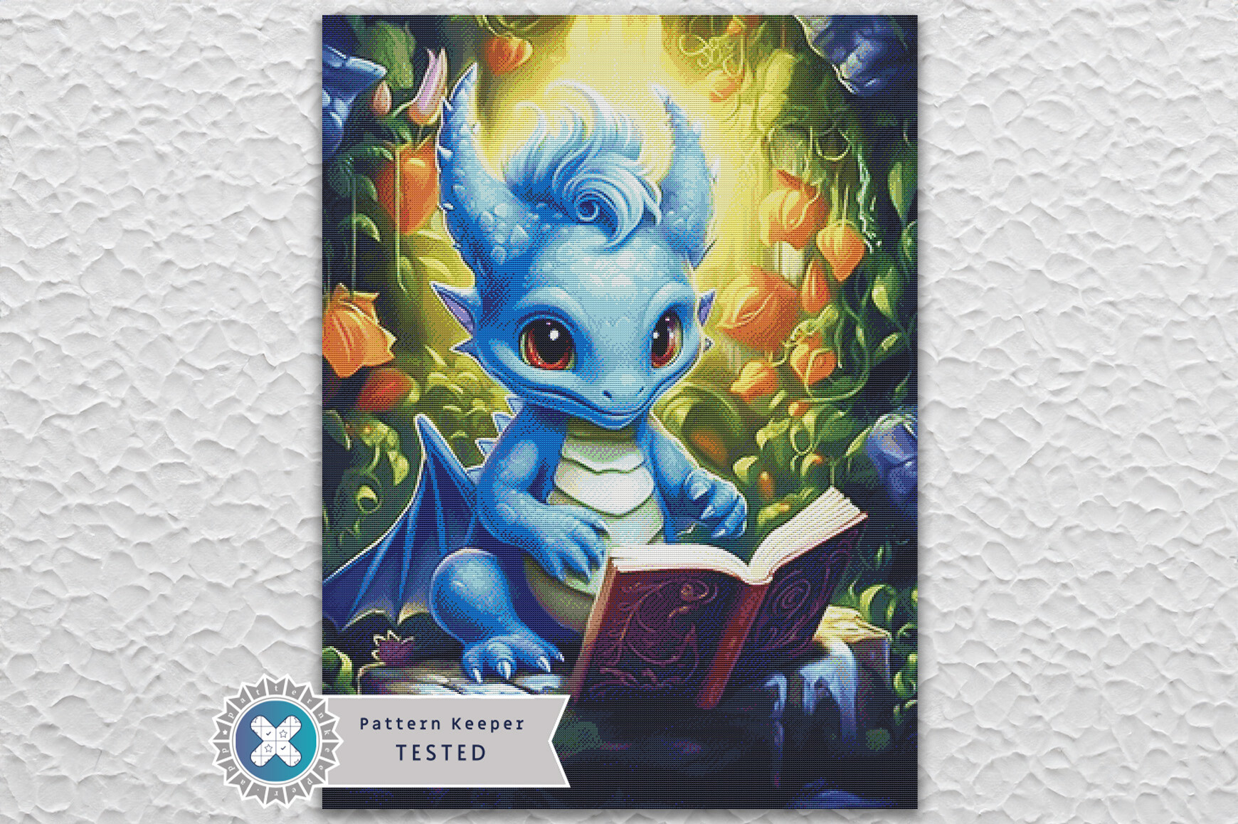 Reading Dragon Cross Stitch Pattern PDF