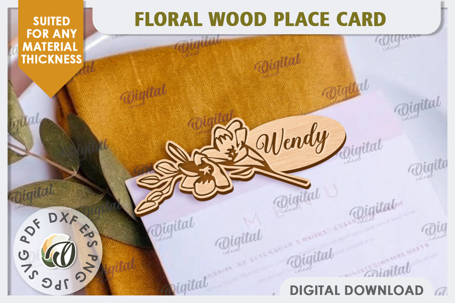 Wedding Place Card Laser Cut Design