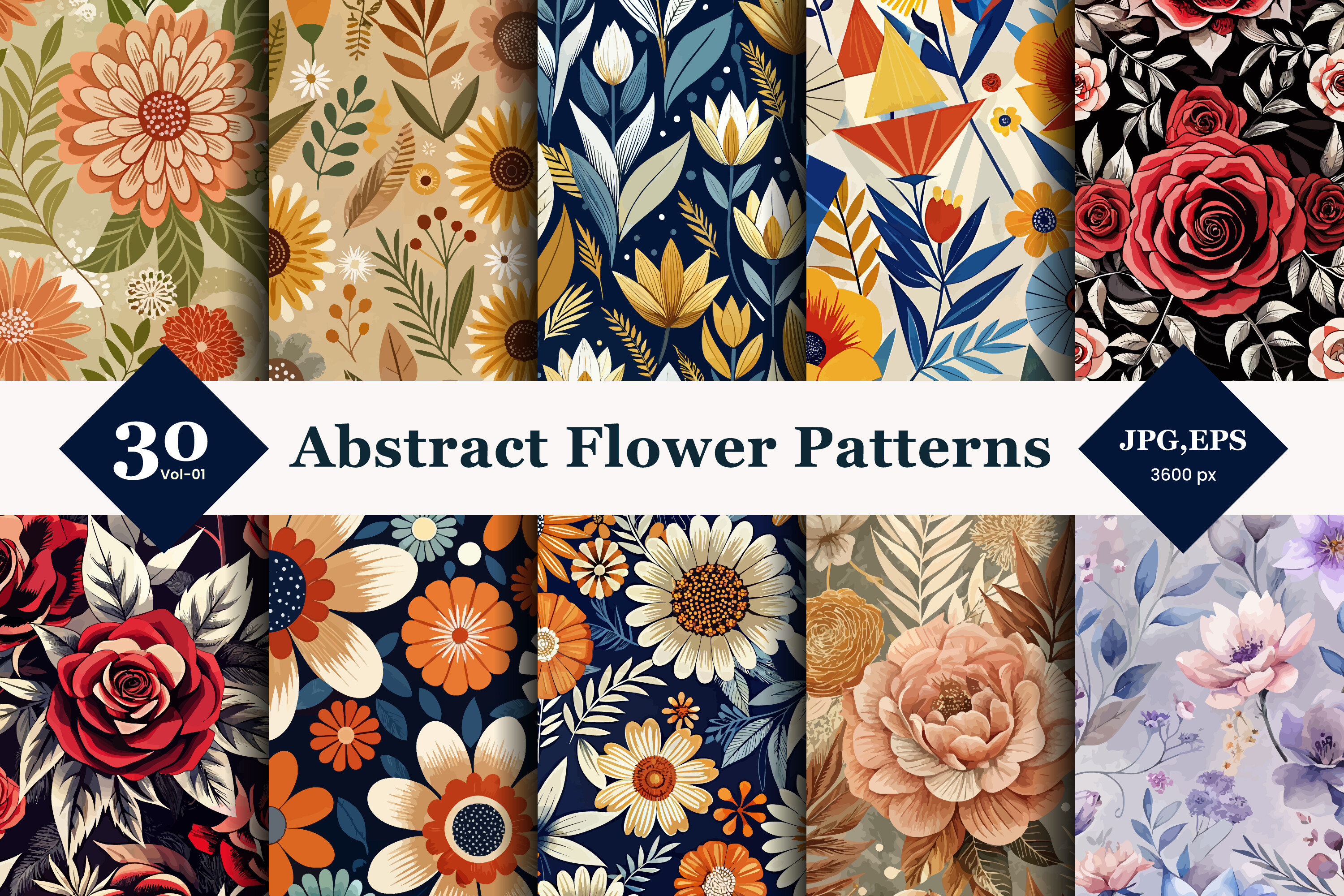 Abstract Flower Seamless Patterns 01 Graphic by TriDraw · Creative Fabrica