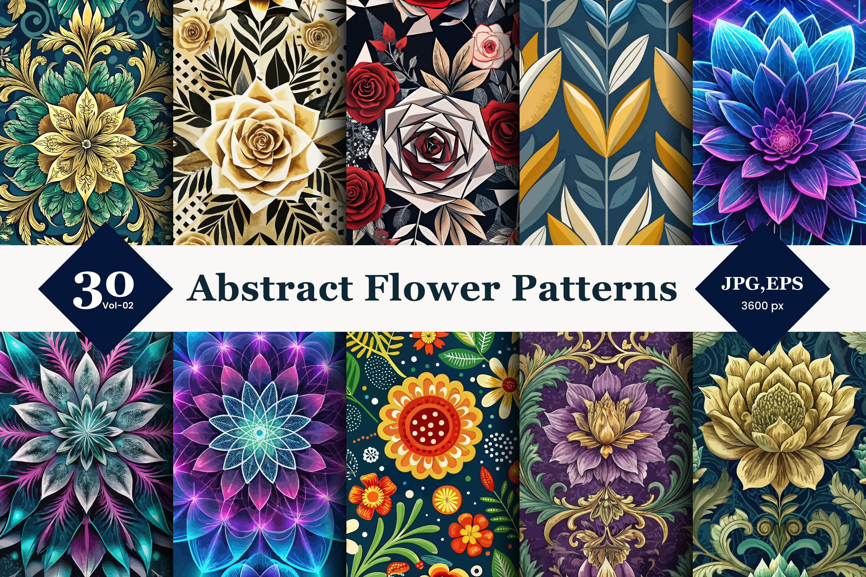 Abstract Flower Seamless Patterns 02 Graphic by TriDraw · Creative Fabrica