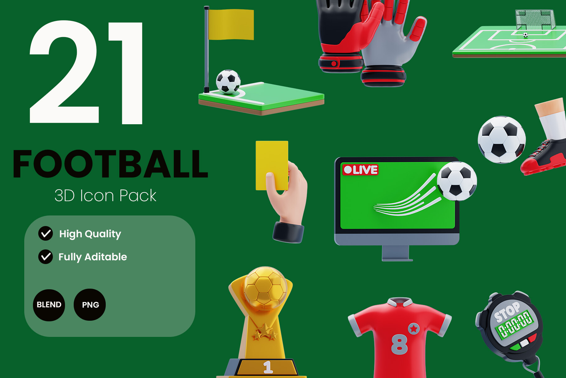 Football 3D Icon Pack Graphic by Linyeng Studio · Creative Fabrica