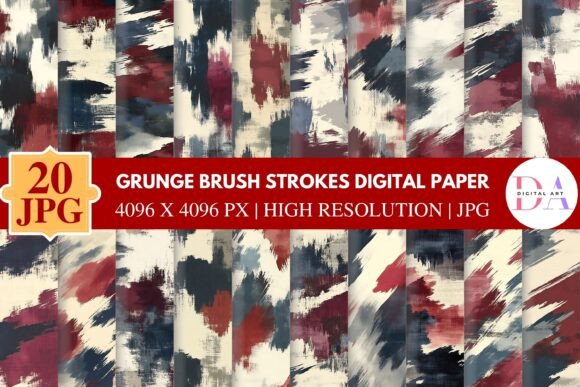 Grunge Brush Strokes Digital Paper Grafik Papier-Muster Von DIGITAL ART