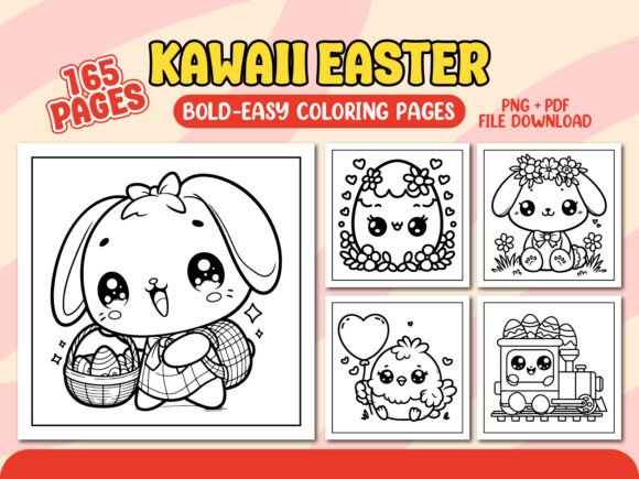 Kawaii Easter Coloring Pages for Kids