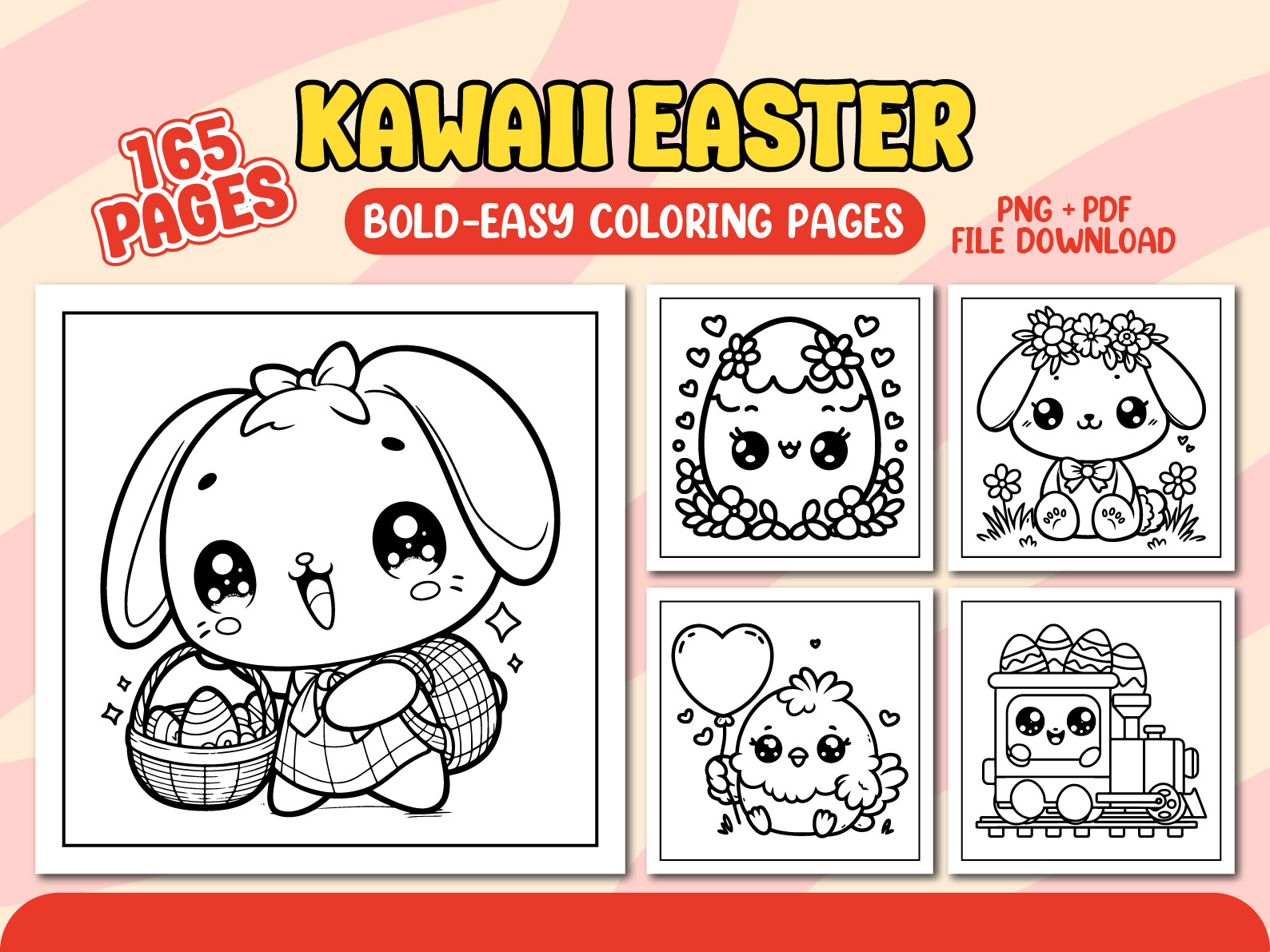 Kawaii Easter Coloring Pages for Kids