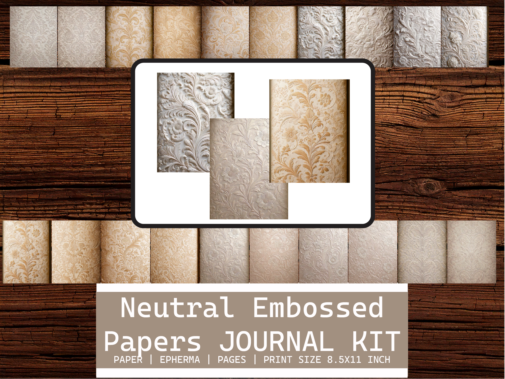 Neutral Embossed Paper Junk Journal Kit Graphic by Sofiamastery ...