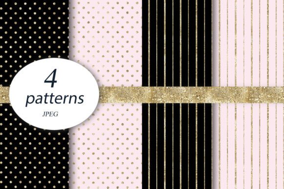 Pink Polka Dots Gold Glamour Background