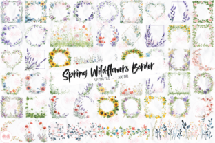 Spring Wildflowers Border Clipart Graphic by Markicha Art · Creative ...