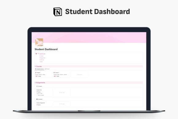 Student Dashboard Notion Template