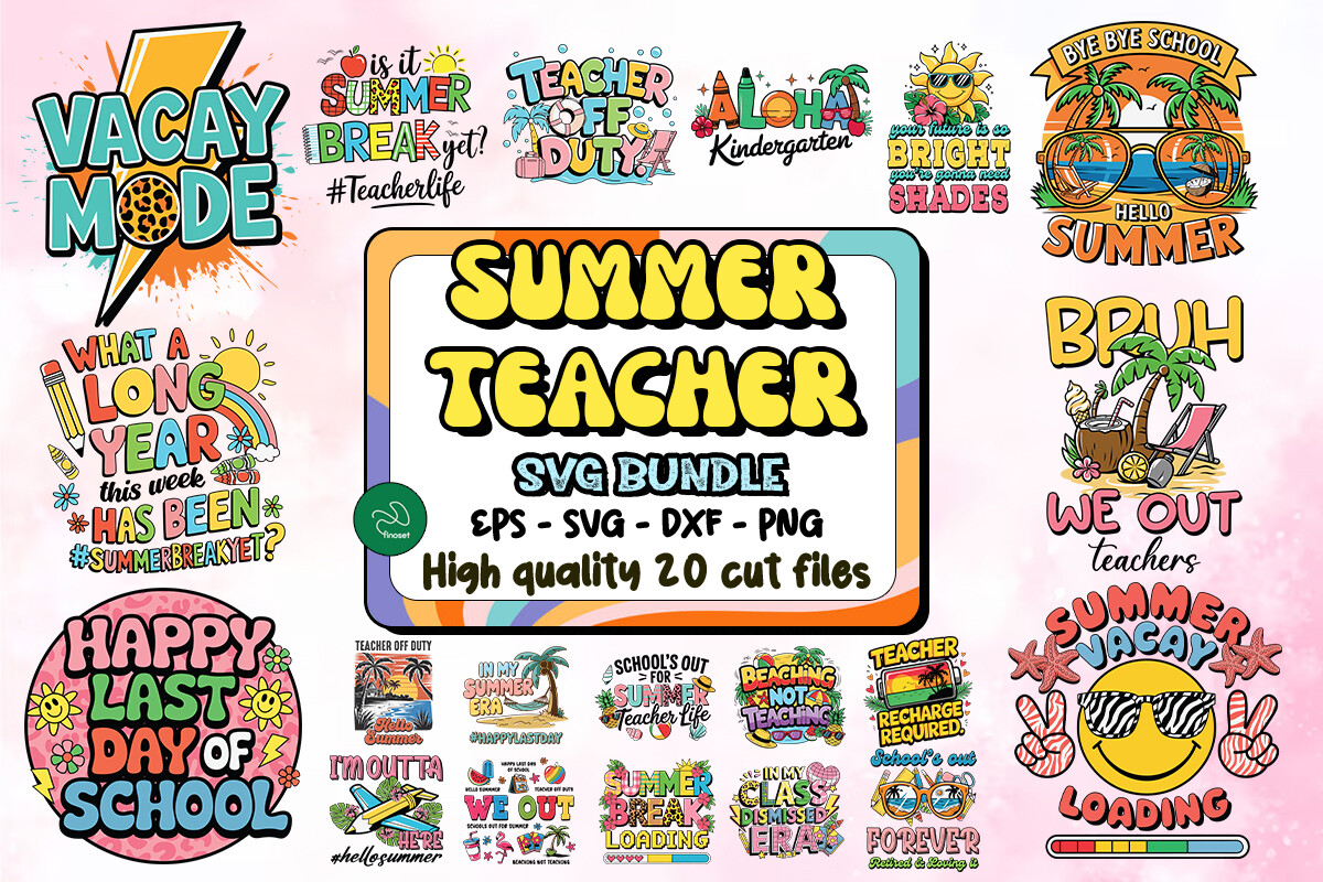 Summer Teacher SVG Bundle Graphic by Finoset · Creative Fabrica