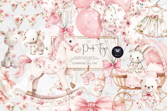 Toile Nursery Clipart Chinoiserie Pink Grafik Druckbare Illustrationen Von BigCakeBee