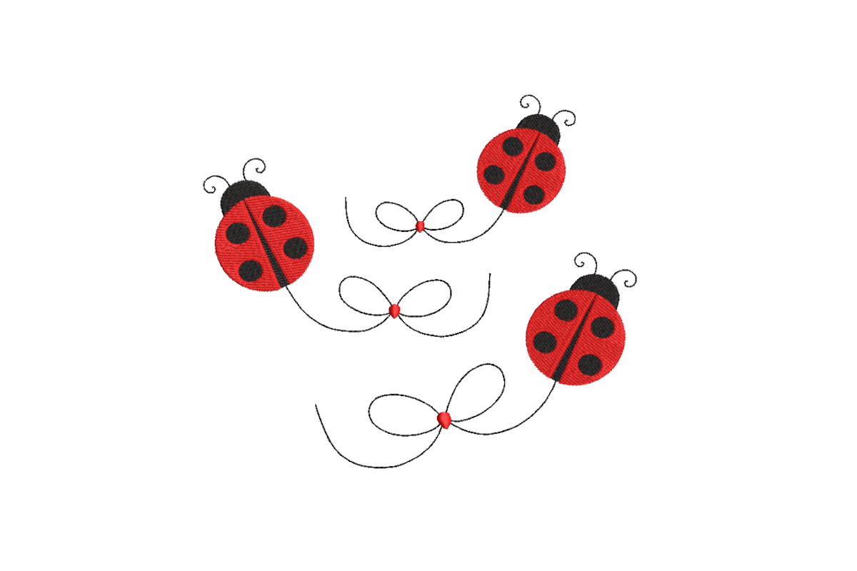 Triple Ladybug Embroidery Design