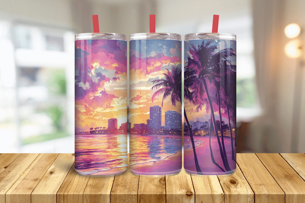 Beach Tumbler Wrap Design 20oz PNG Graphic by Magic Creative · Creative ...