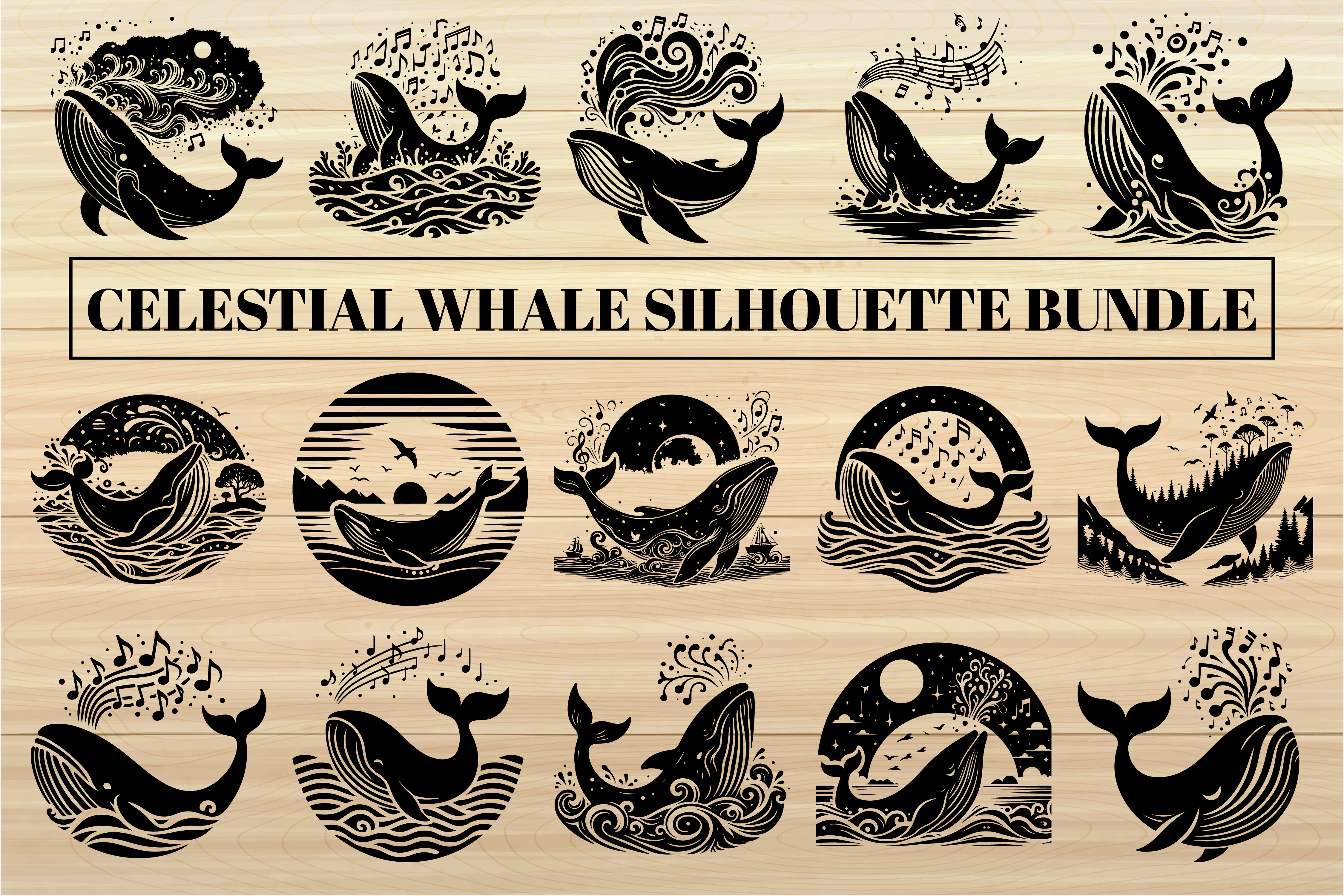 Celestial Whale Silhouette Bundle – Myst