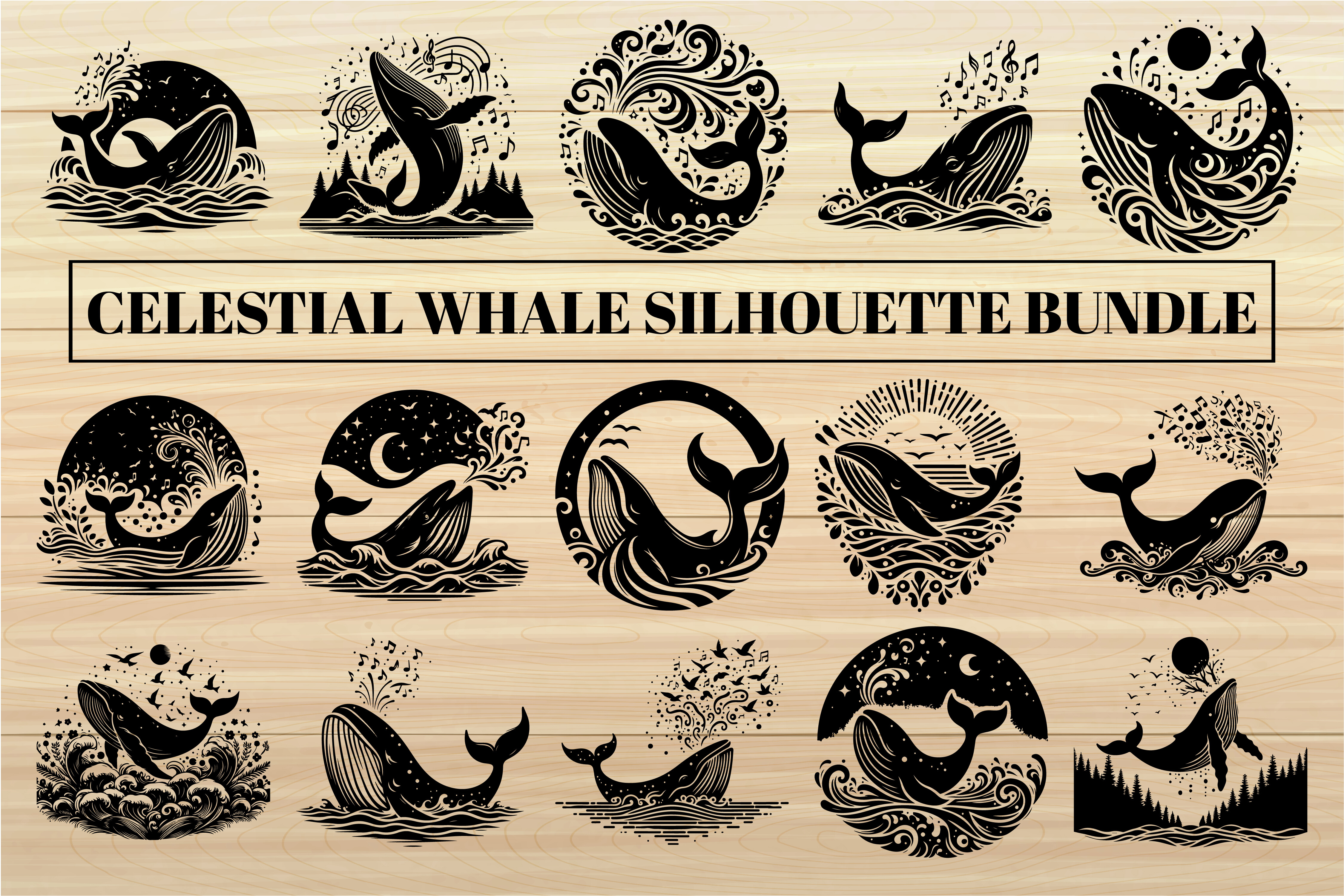 Celestial Whale Silhouette Bundle – Myst
