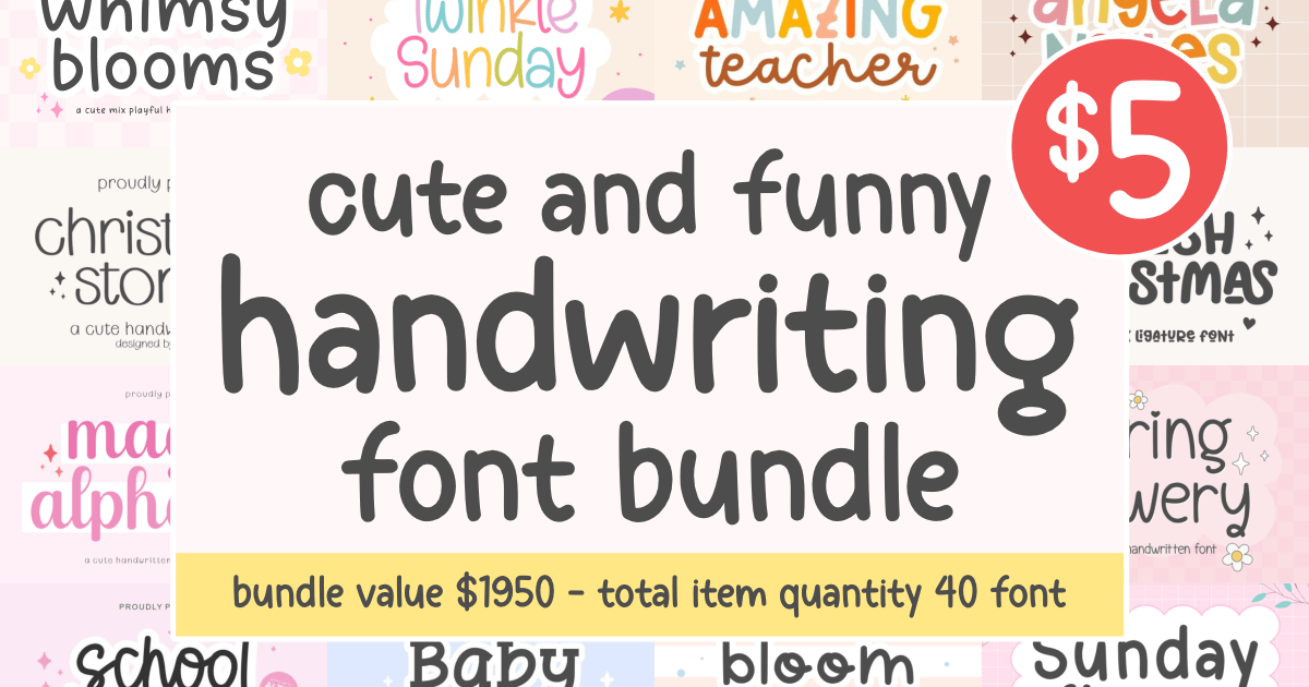 Cute Cursive Ryleigh Cute Handwriting Font Bundle Bundle · Creative Fabrica