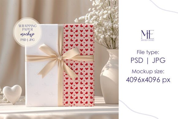 Gift Wrap Mockup, Wrapping Paper Mockup