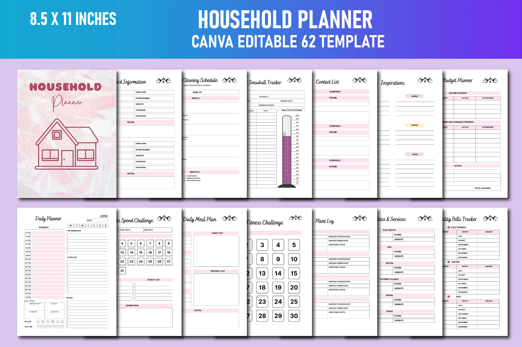 Household Planner Canva KDP