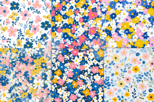 Retro Preppy Spring Floral Digital Paper Graphic by Nam Tiwa · Creative ...