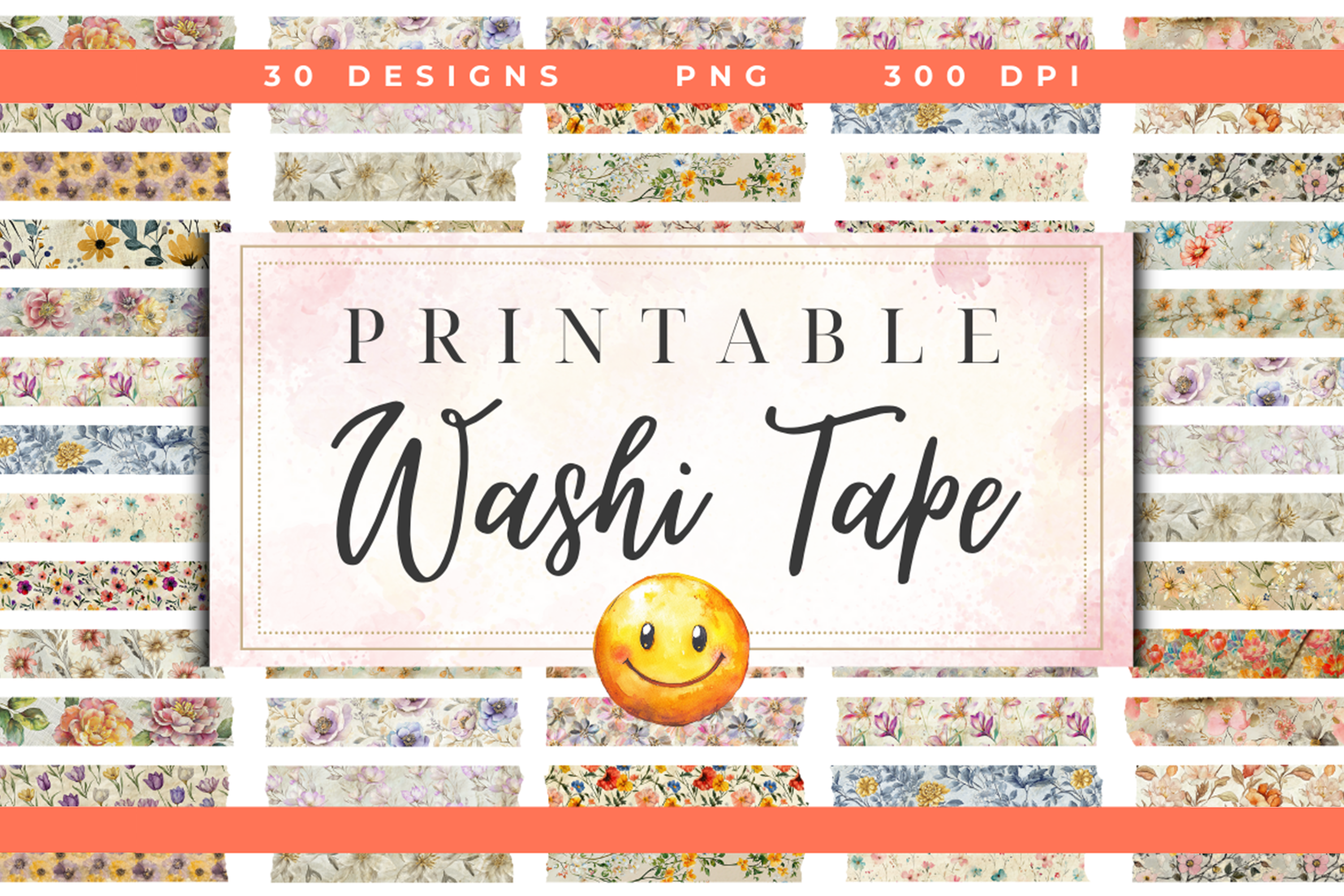 Spring Florals Washi Tape Printable