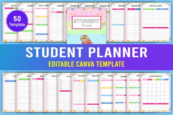 Student Planner Canva Graphic by designmela01 · Creative Fabrica
