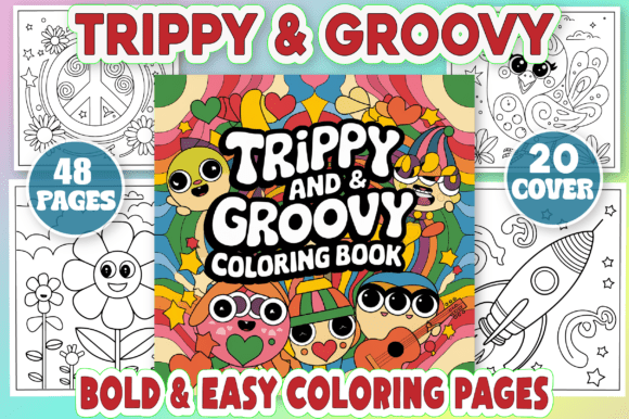 Trippy & Groovy, Bold Easy Coloring Page