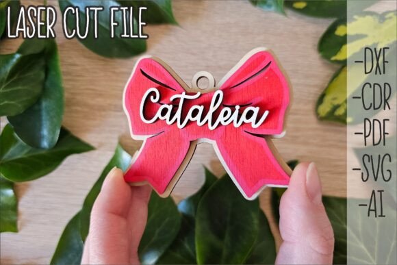 Bow Keychain SVG | Laser Cut Bow Tag | Corte con Láser Por Tiny Fox Store
