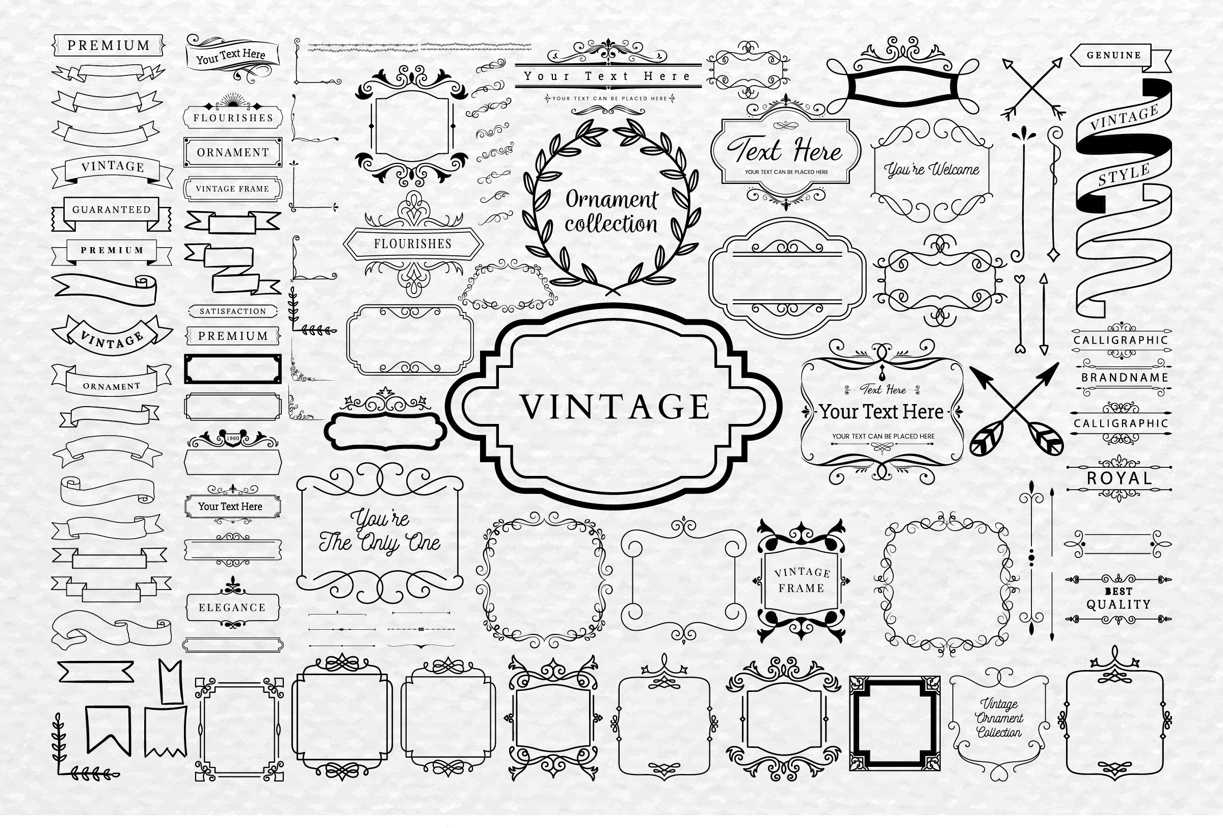 Hand Drawn Frames, Banners & Ribbons