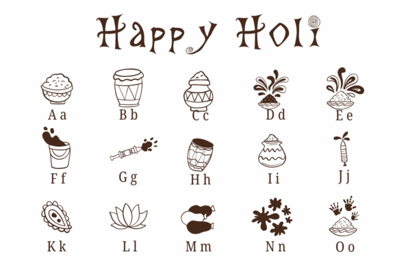 Happy Holi Font PNG with transparent background - Preview 1