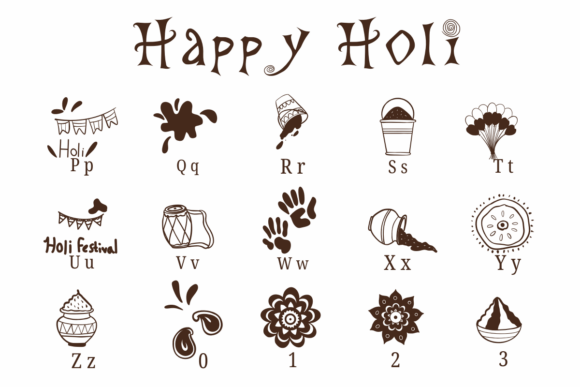 Happy Holi Font PNG with transparent background - Preview 2