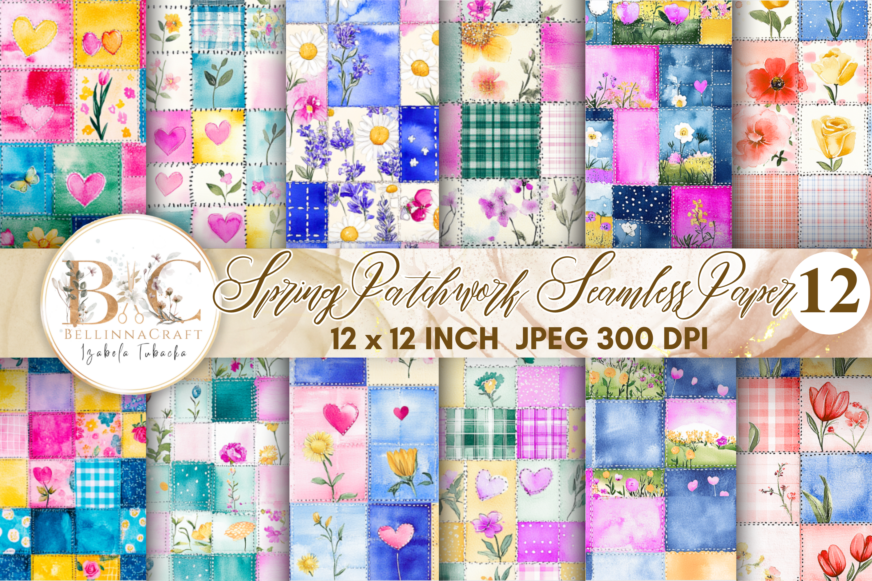 Spring Patchwork Seamless Digital Paper