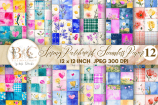 Spring Patchwork Seamless Digital Paper Graphic by BellinnaCraft ...
