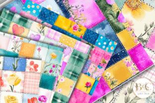 Spring Patchwork Seamless Digital Paper Graphic by BellinnaCraft ...