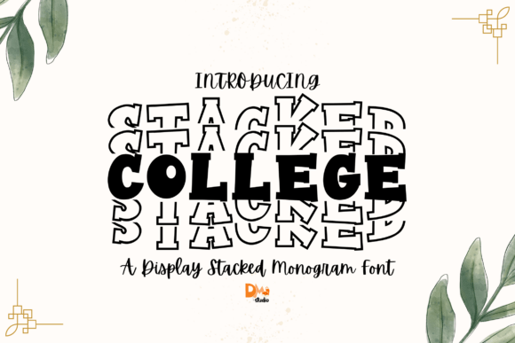 Stacked College Monogram Fuentes Decorativas Fuente Por Sharon ( DmStudio )