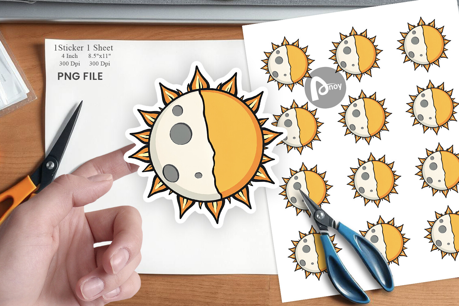 Sun and Moon Sticker
