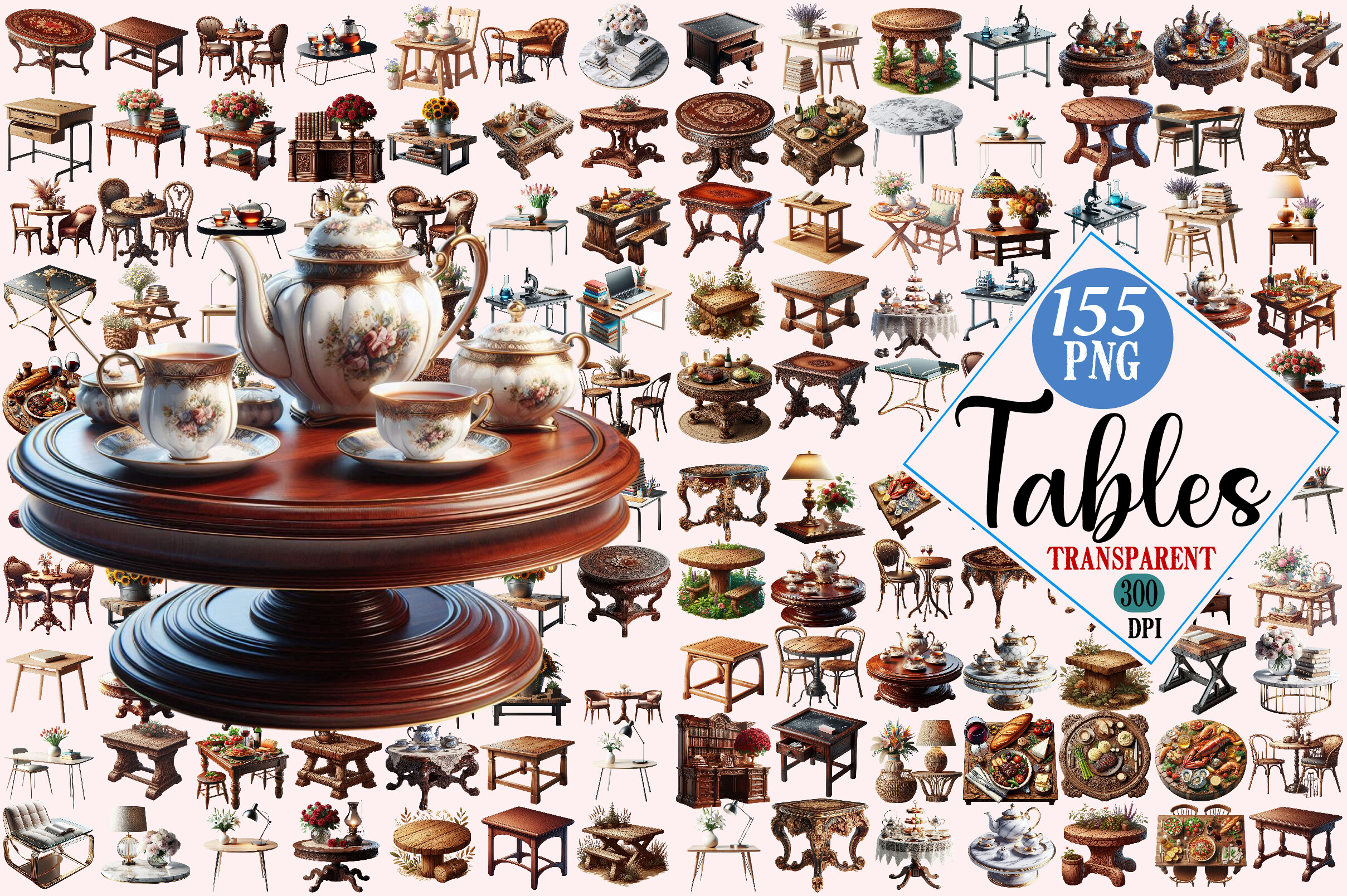Table, Tables Clipart Mega Bundle Png Graphic by Colourful · Creative ...