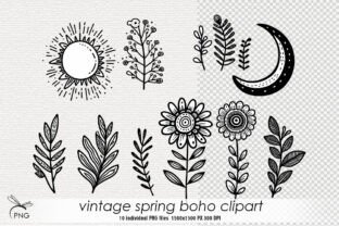 Vintage Spring Boho Clipart Graphic by Dragonart · Creative Fabrica