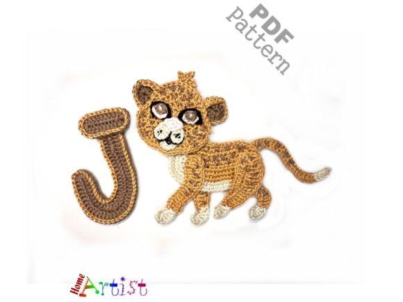Animal Crochet Letter J Jaguar Applique