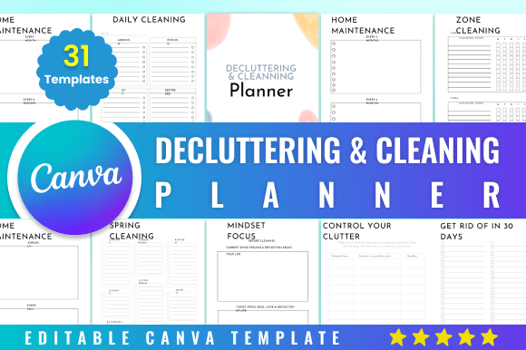Editable Decluttering & Cleaning Canva