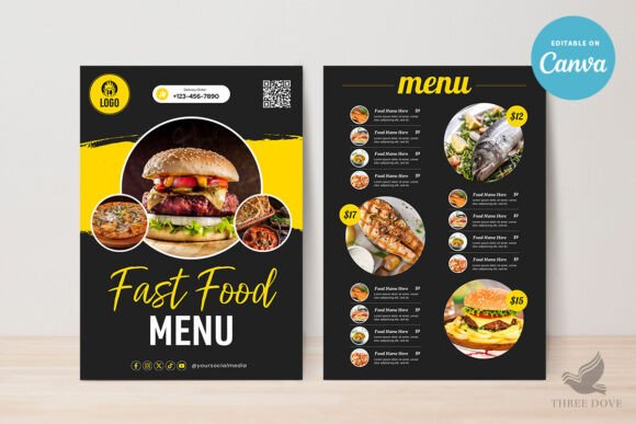 Menu Texto Editable Restaurant Menu Template Graphic by Three Dove · Creative Fabrica