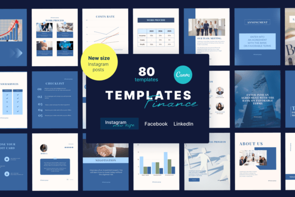 Finance Canva templates bundle with presentation and social media designs