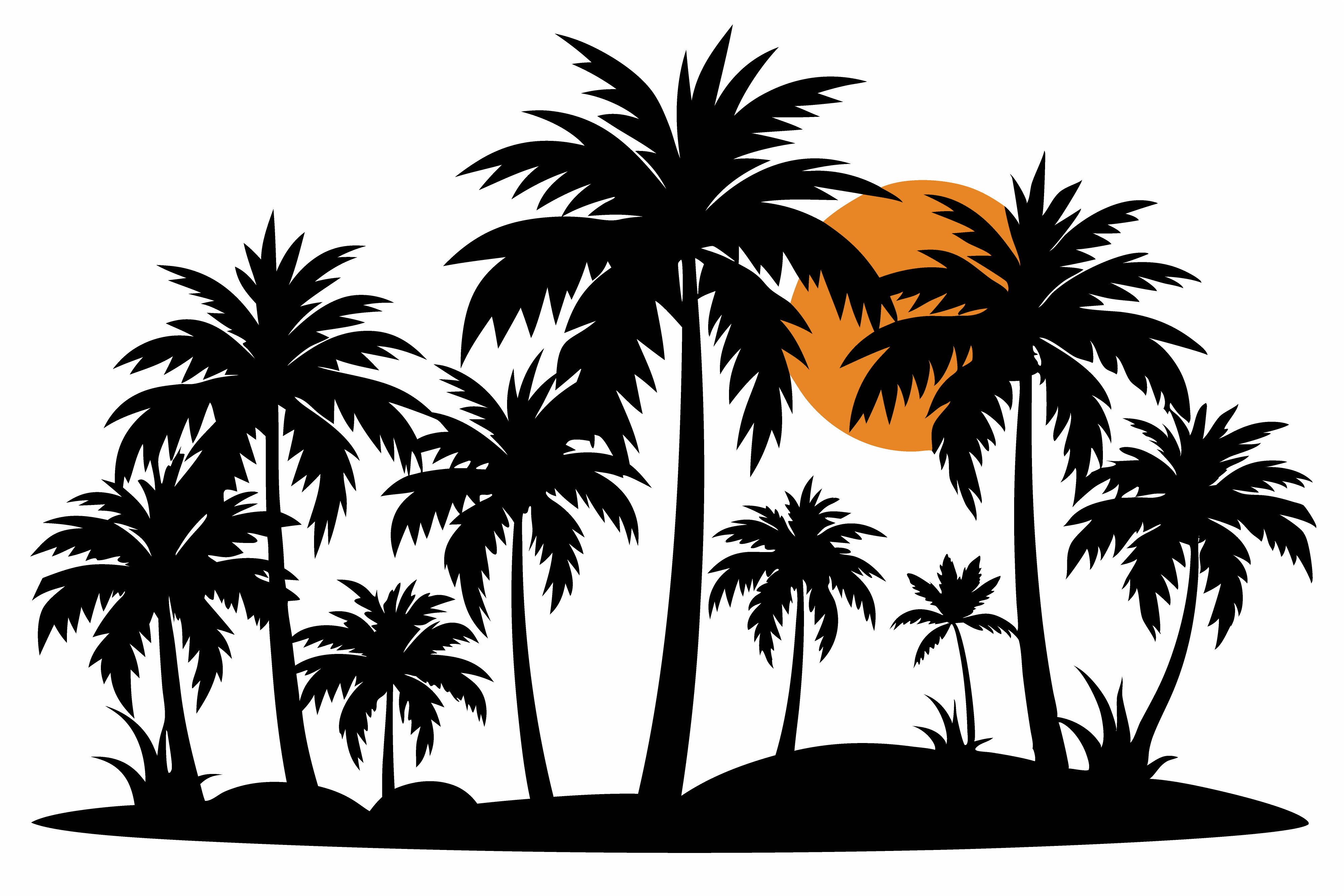 Gradient Beach Sunset Palm Trees Vector. Graphic by Jafor Art ...