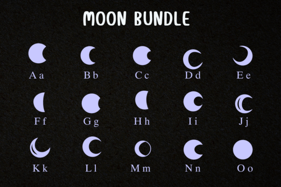Moon Bundle Font PNG with transparent background - Preview 1