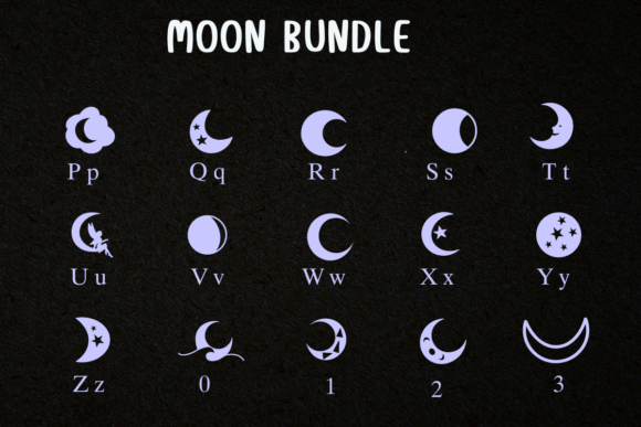Moon Bundle Font PNG with transparent background - Preview 2