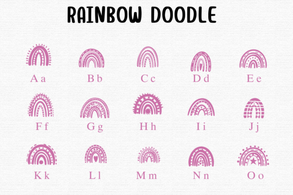 Rainbow Doodle Font PNG with transparent background - Preview 1