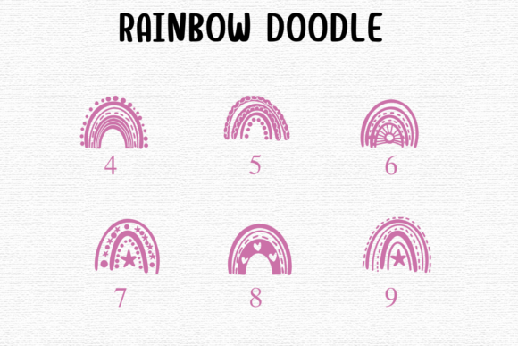 Rainbow Doodle Font PNG with transparent background - Preview 3
