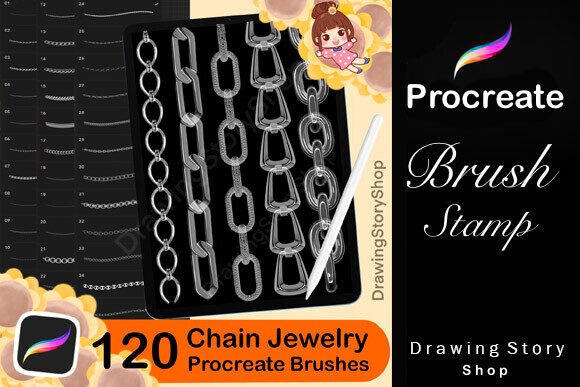 120 Procreate Chain Jewelry Brushes