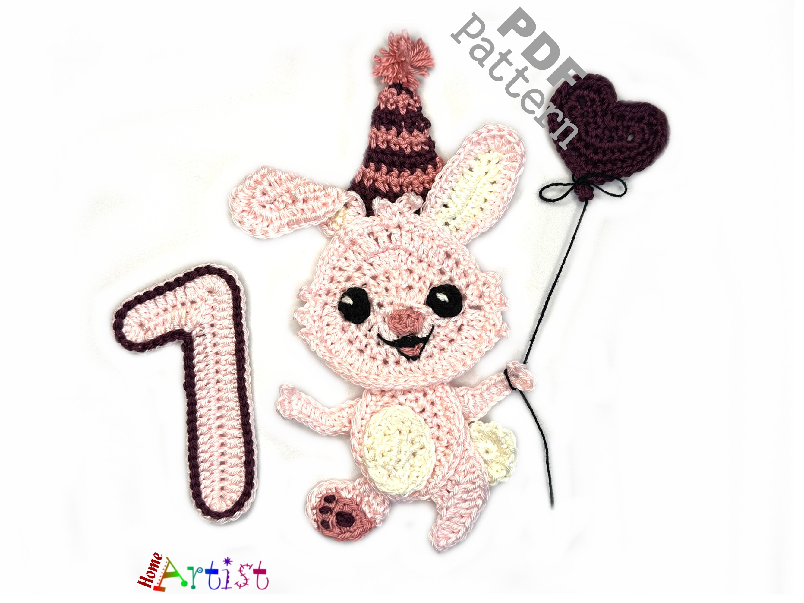 Crochet Number 1 Bunny Pattern
