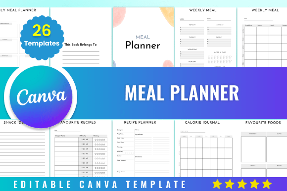 Editable Meal Planner KDP Canva